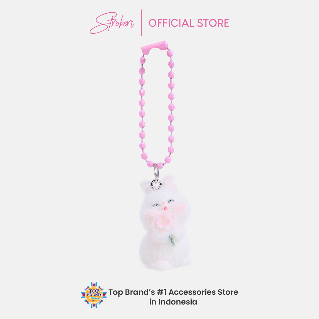 Stroberi Mini Clay Fur Character Keychain