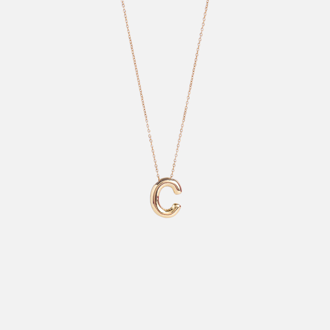 Stroberi Thick Alphabet Chain Necklace (Gold)