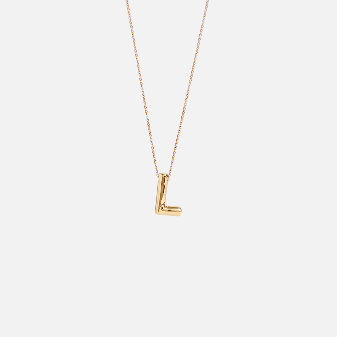 Stroberi Thick Alphabet Chain Necklace (Gold)