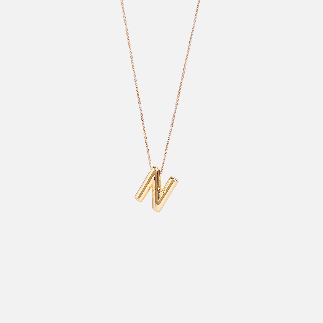 Stroberi Thick Alphabet Chain Necklace (Gold)