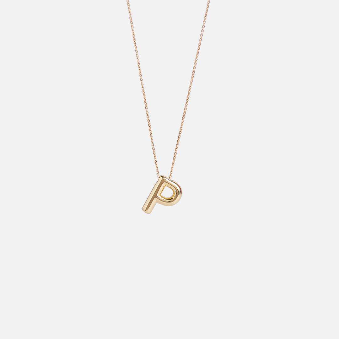 Stroberi Thick Alphabet Chain Necklace (Gold)