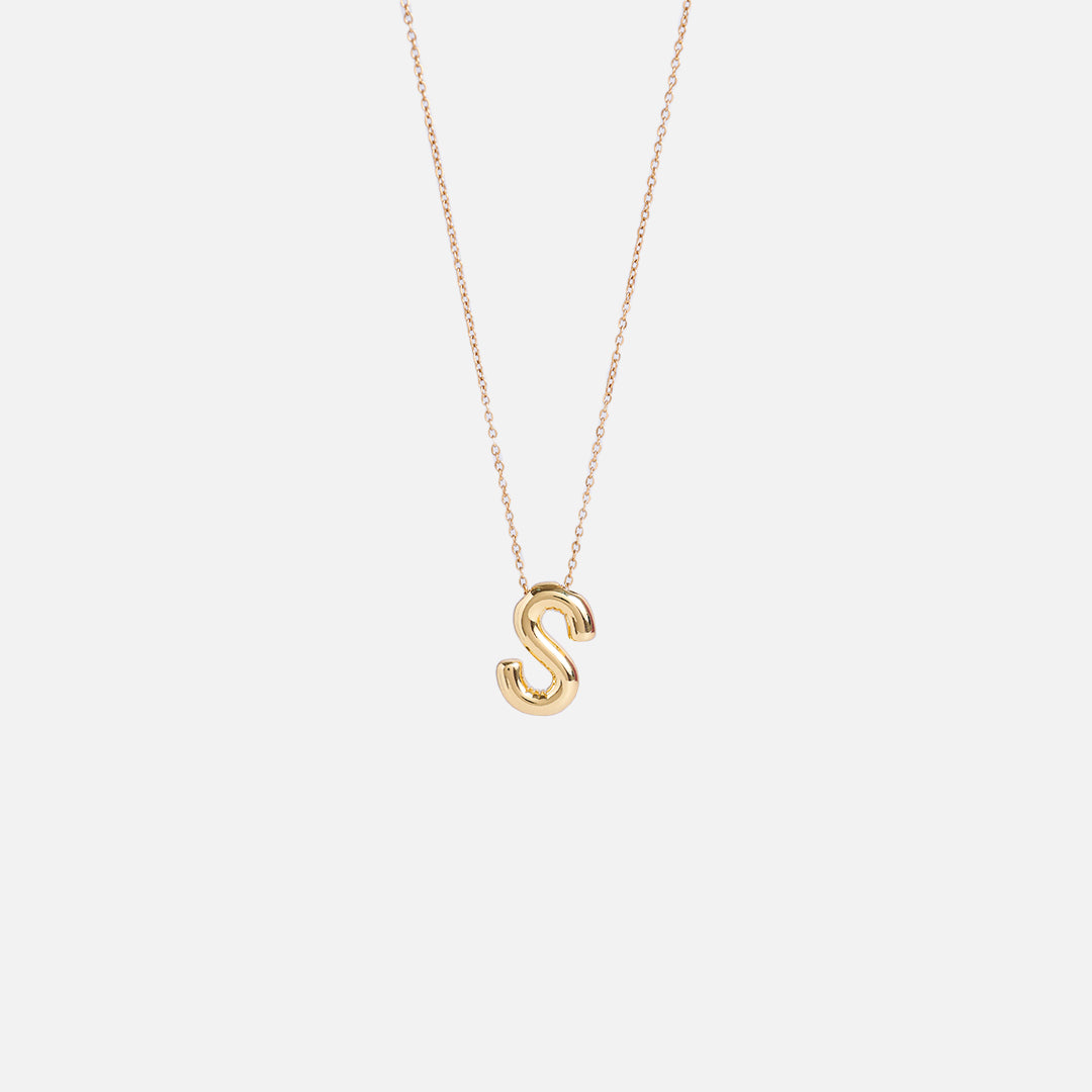 Stroberi Thick Alphabet Chain Necklace (Gold)