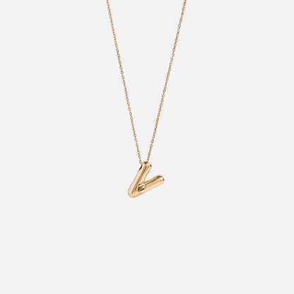 Stroberi Thick Alphabet Chain Necklace (Gold)