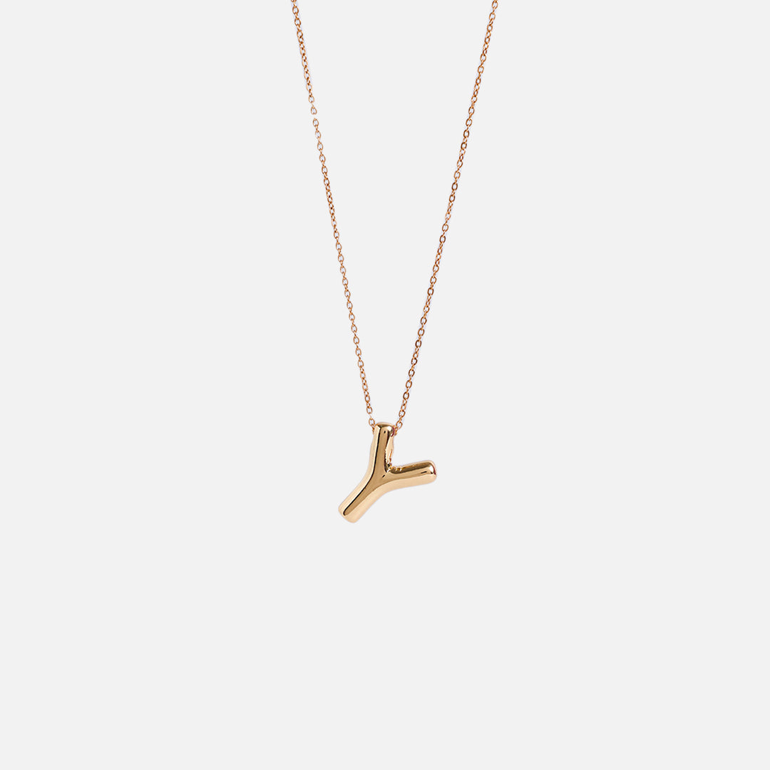 Stroberi Thick Alphabet Chain Necklace (Gold)