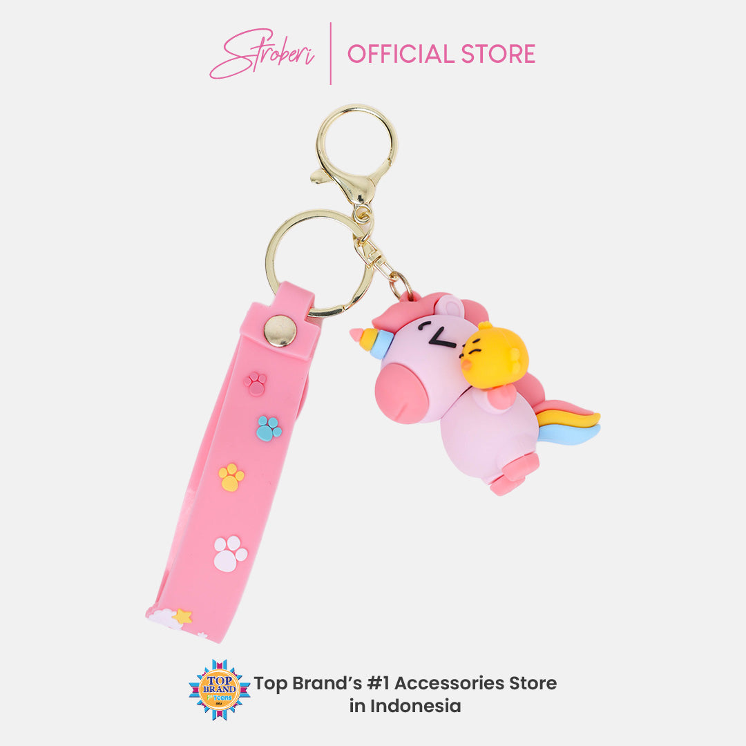 Stroberi Cartoon Rubber Keychain