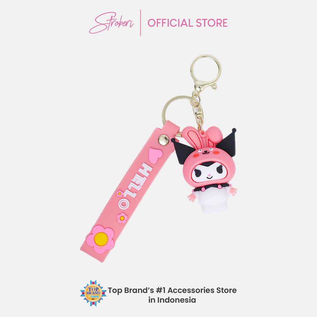 Stroberi Cartoon Rubber Keychain