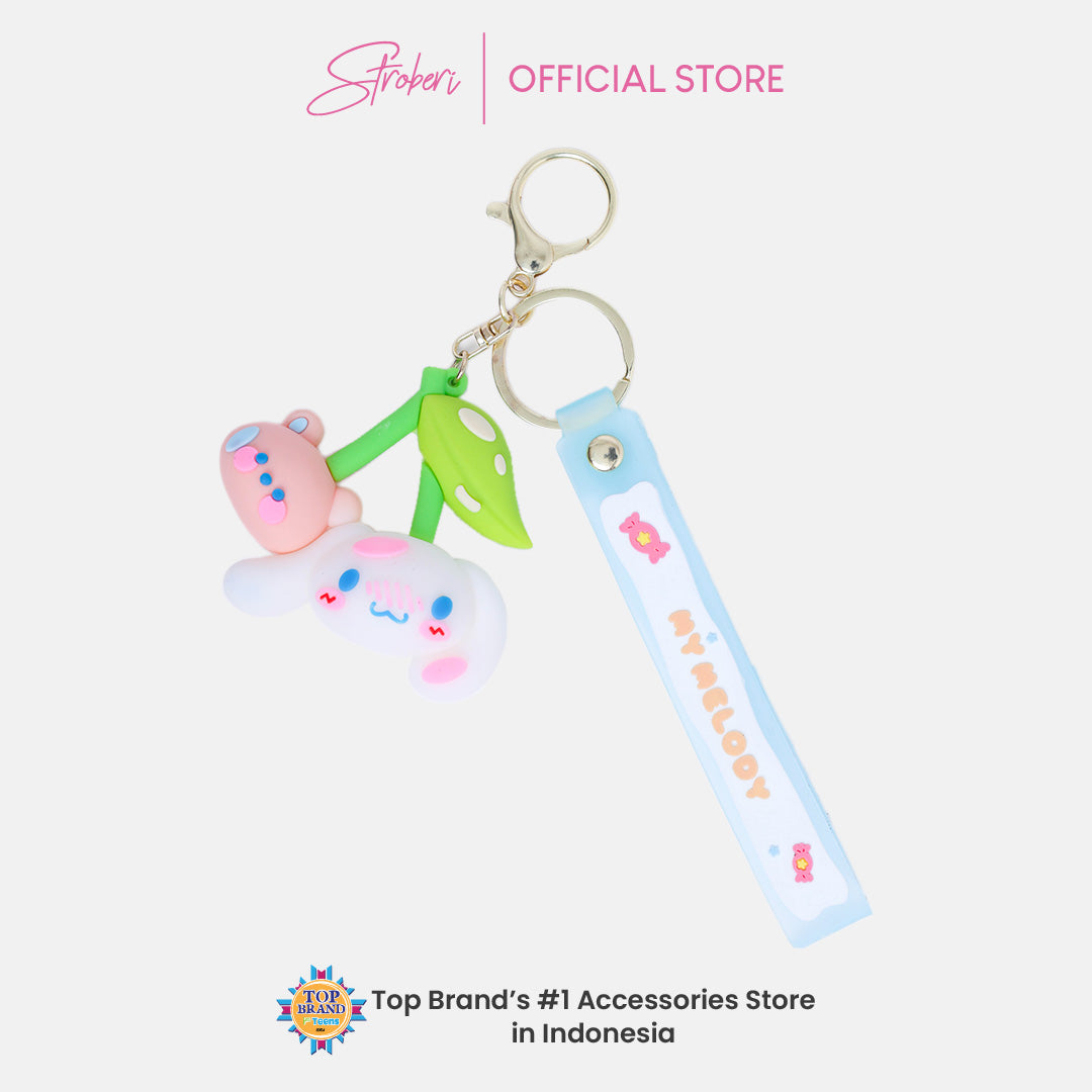 Stroberi Cartoon Rubber Keychain