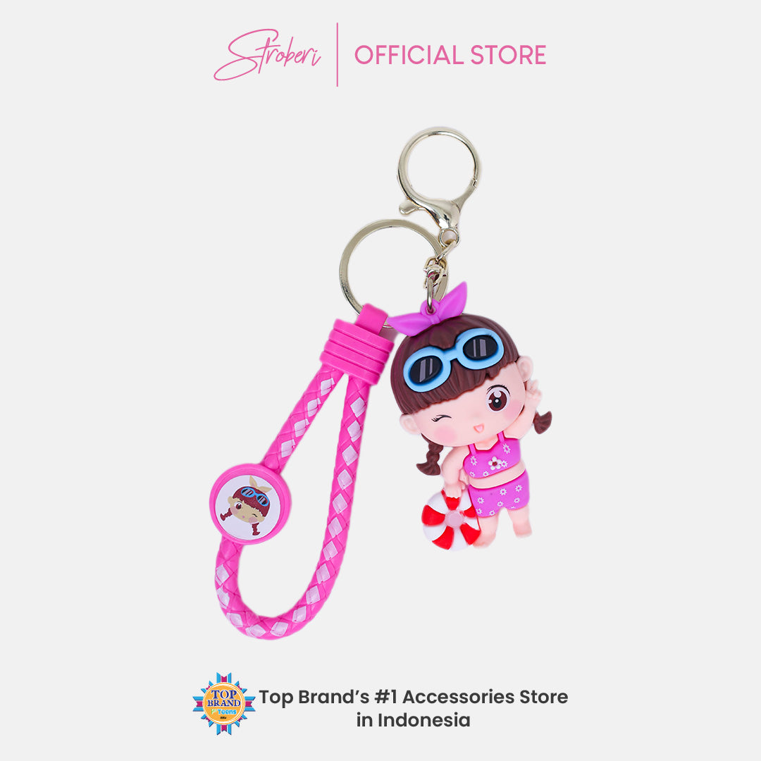 Stroberi Cartoon Rubber Keychain