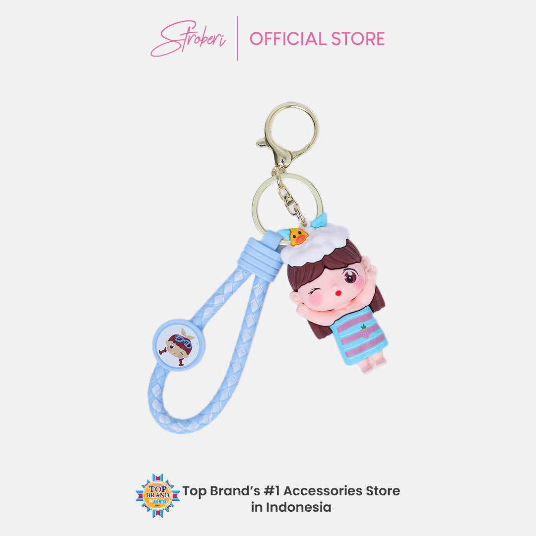 Stroberi Cartoon Rubber Keychain