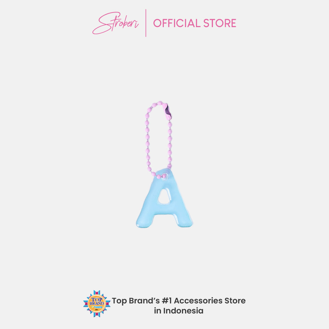 Stroberi Pastel Alphabet Acrylic Keychain A-J