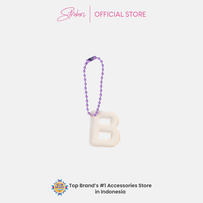 Stroberi Pastel Alphabet Acrylic Keychain A-J