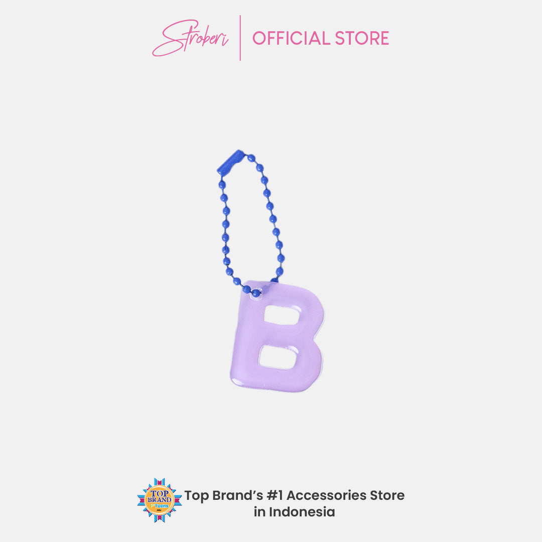 Stroberi Pastel Alphabet Acrylic Keychain A-J