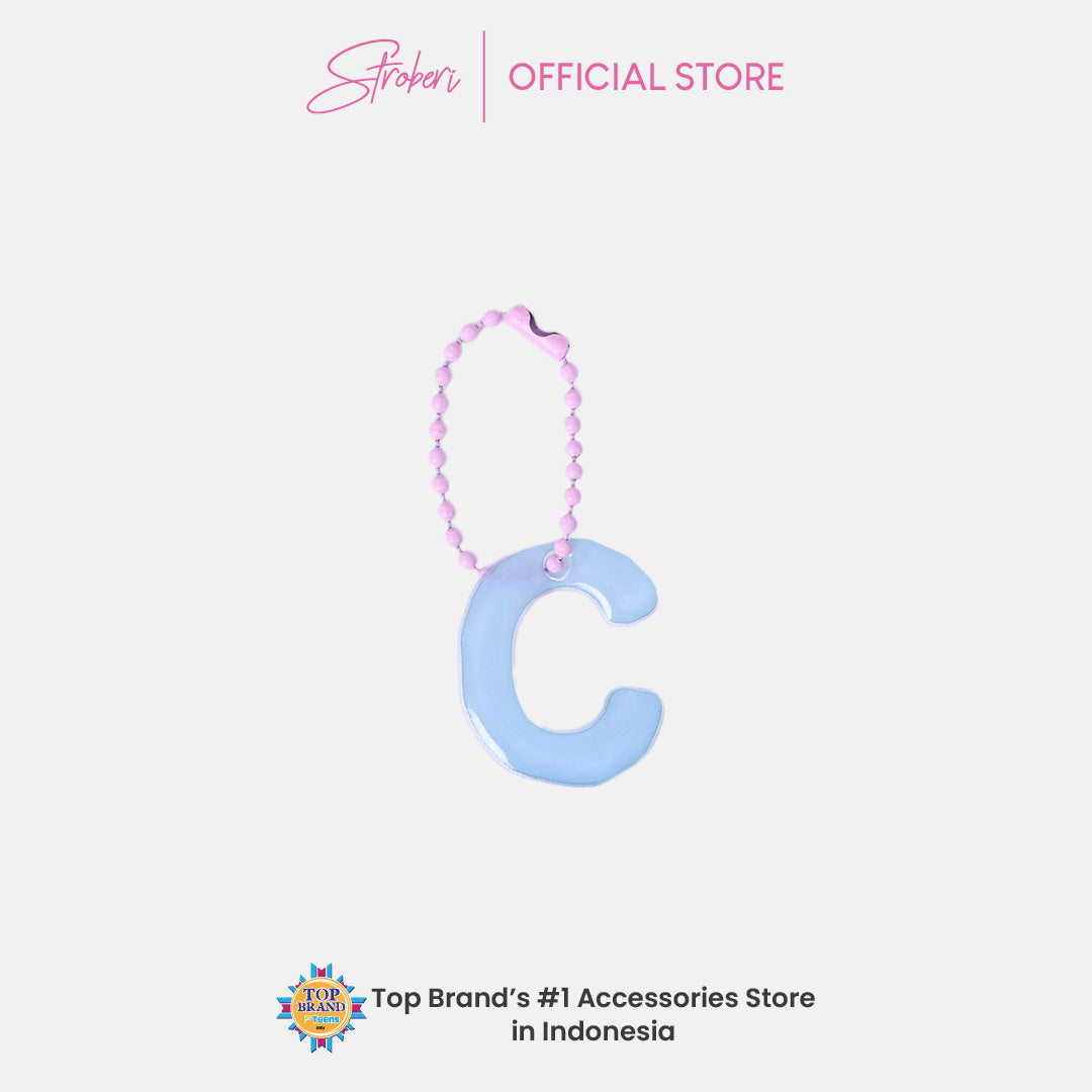 Stroberi Pastel Alphabet Acrylic Keychain A-J
