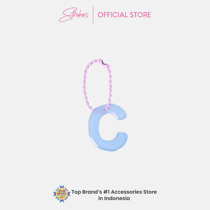 Stroberi Pastel Alphabet Acrylic Keychain A-J