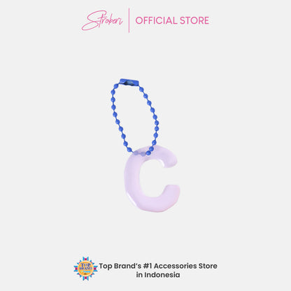 Stroberi Pastel Alphabet Acrylic Keychain A-J