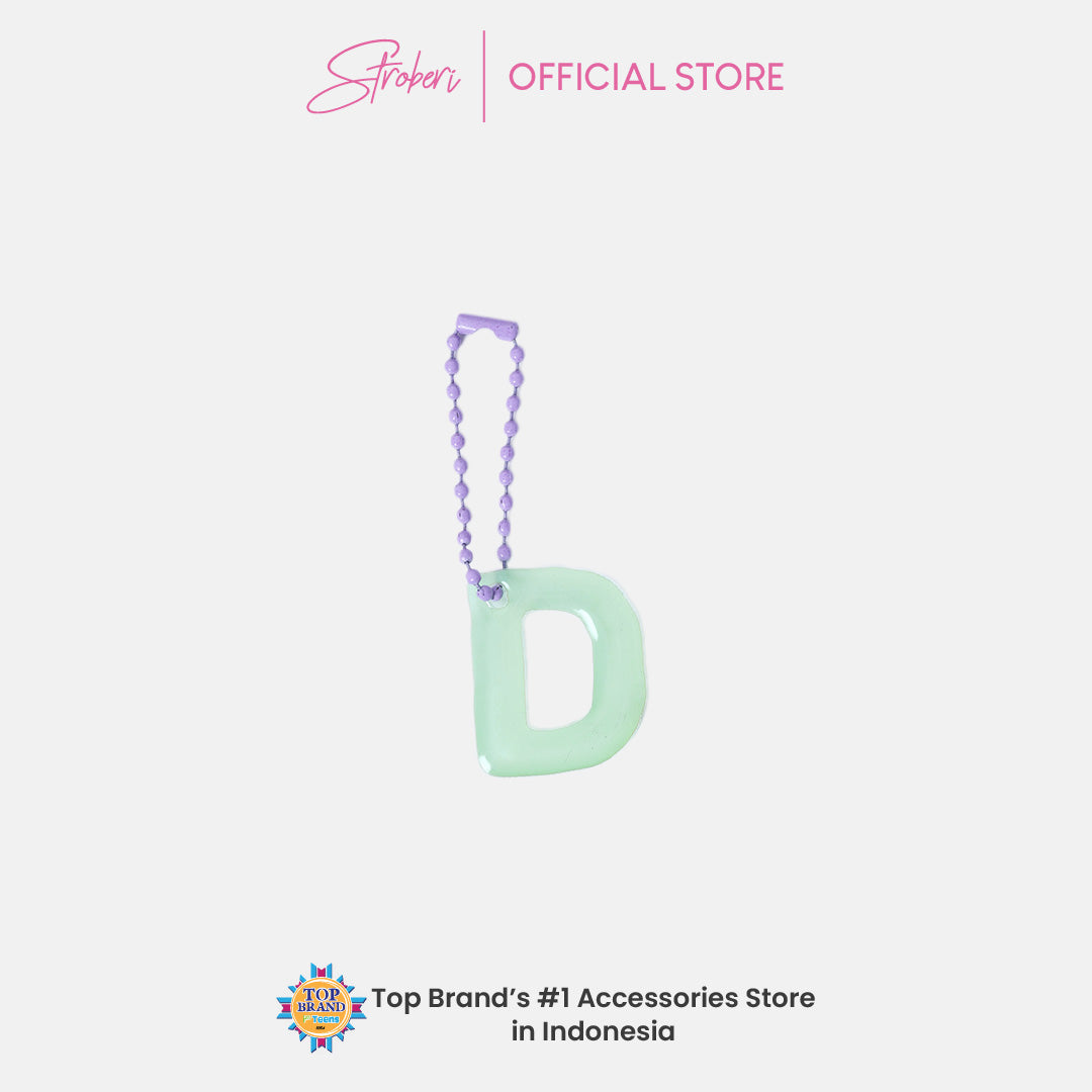 Stroberi Pastel Alphabet Acrylic Keychain A-J