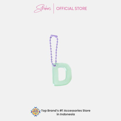 Stroberi Pastel Alphabet Acrylic Keychain A-J