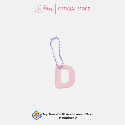 Stroberi Pastel Alphabet Acrylic Keychain A-J