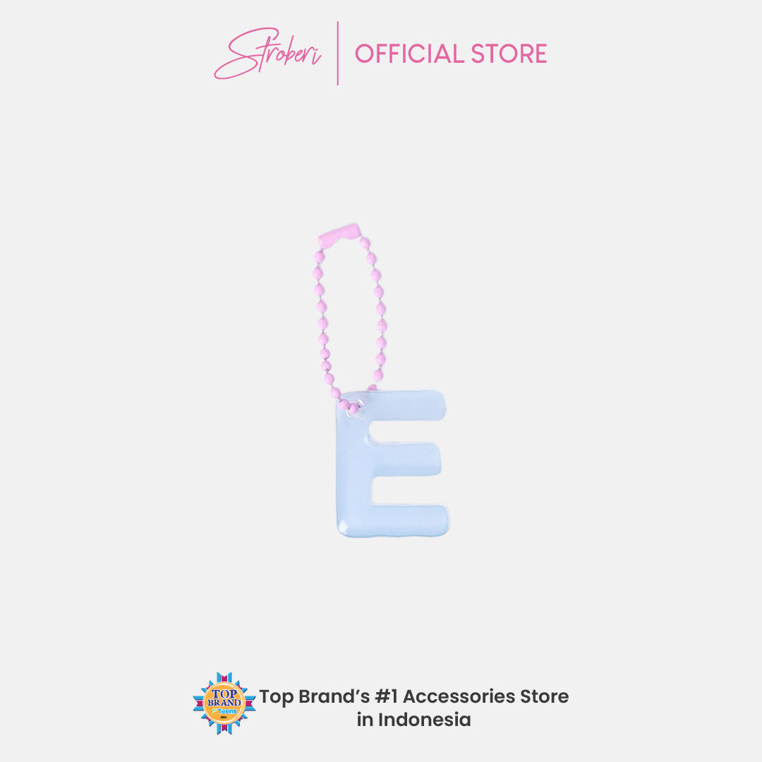 Stroberi Pastel Alphabet Acrylic Keychain A-J
