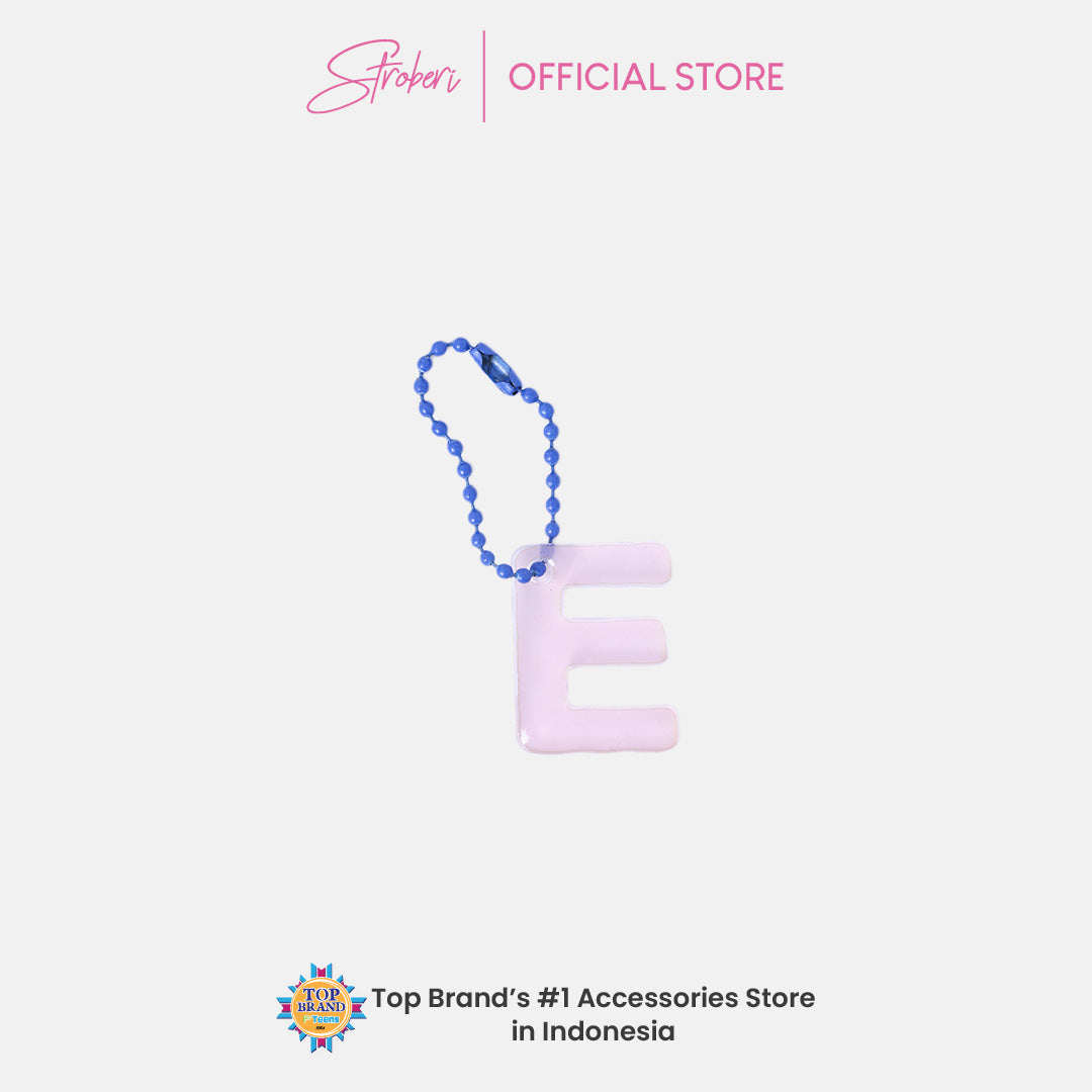 Stroberi Pastel Alphabet Acrylic Keychain A-J