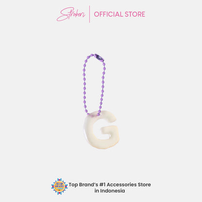 Stroberi Pastel Alphabet Acrylic Keychain A-J