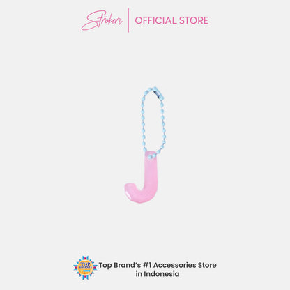 Stroberi Pastel Alphabet Acrylic Keychain A-J
