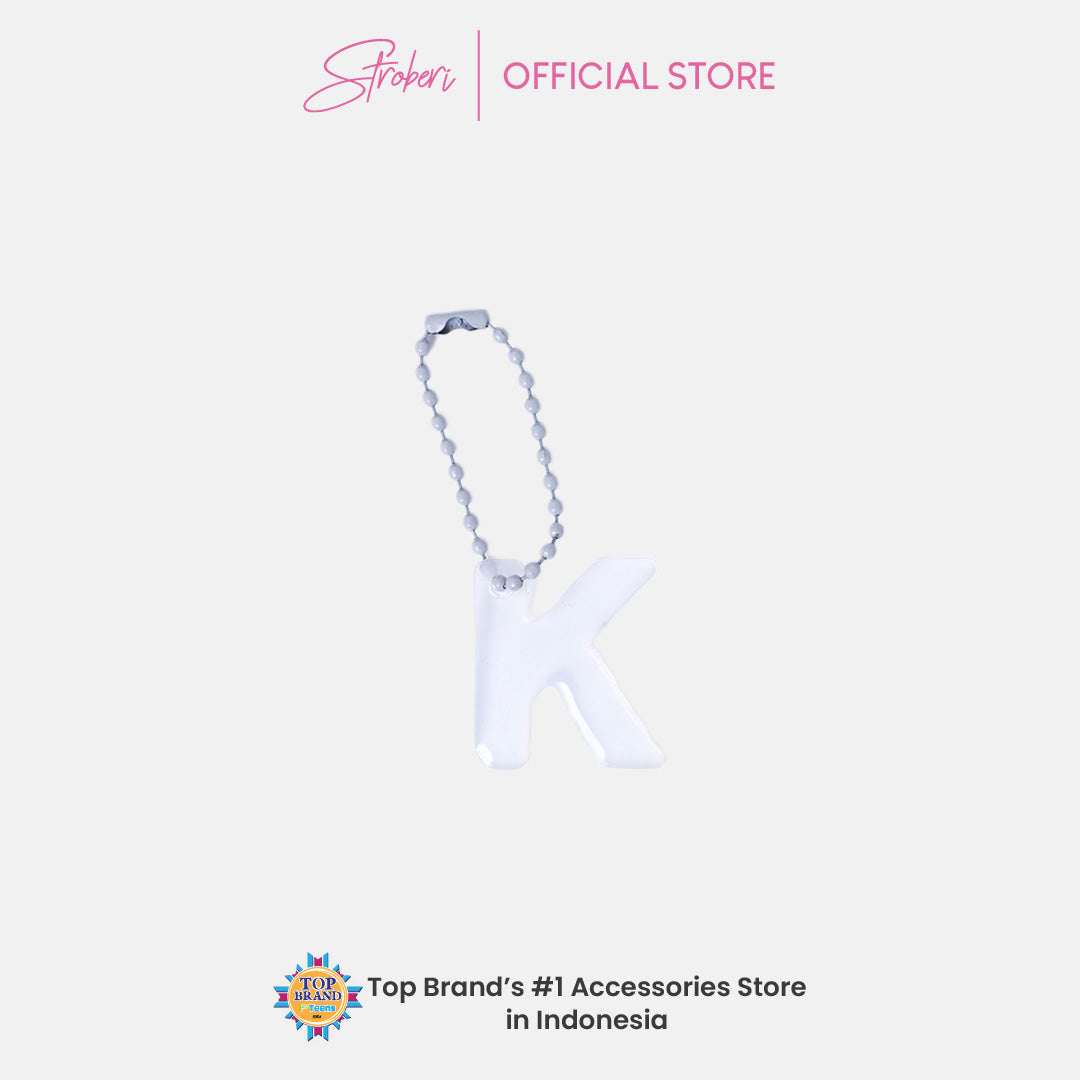 Stroberi Pastel Alphabet Acrylic Keychain K-U