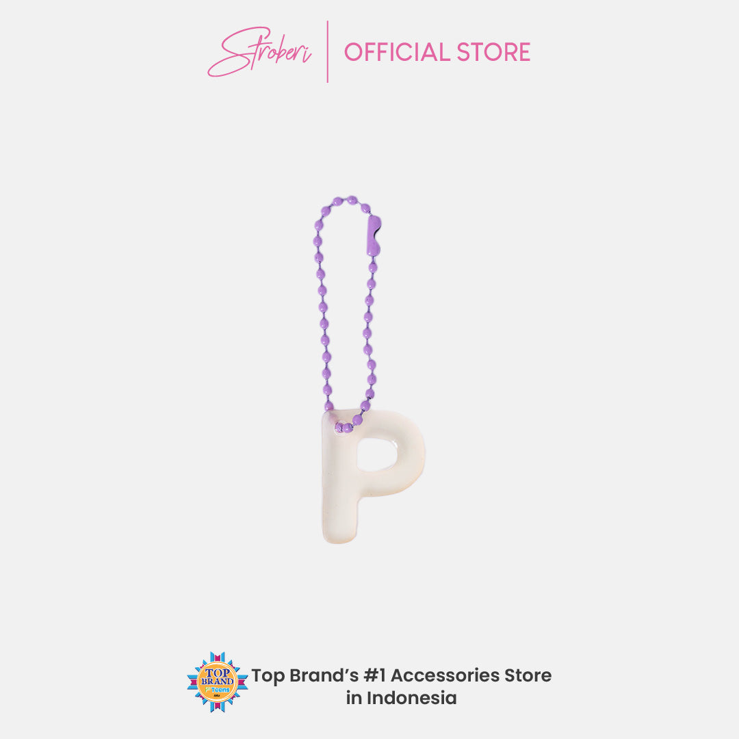 Stroberi Pastel Alphabet Acrylic Keychain K-U