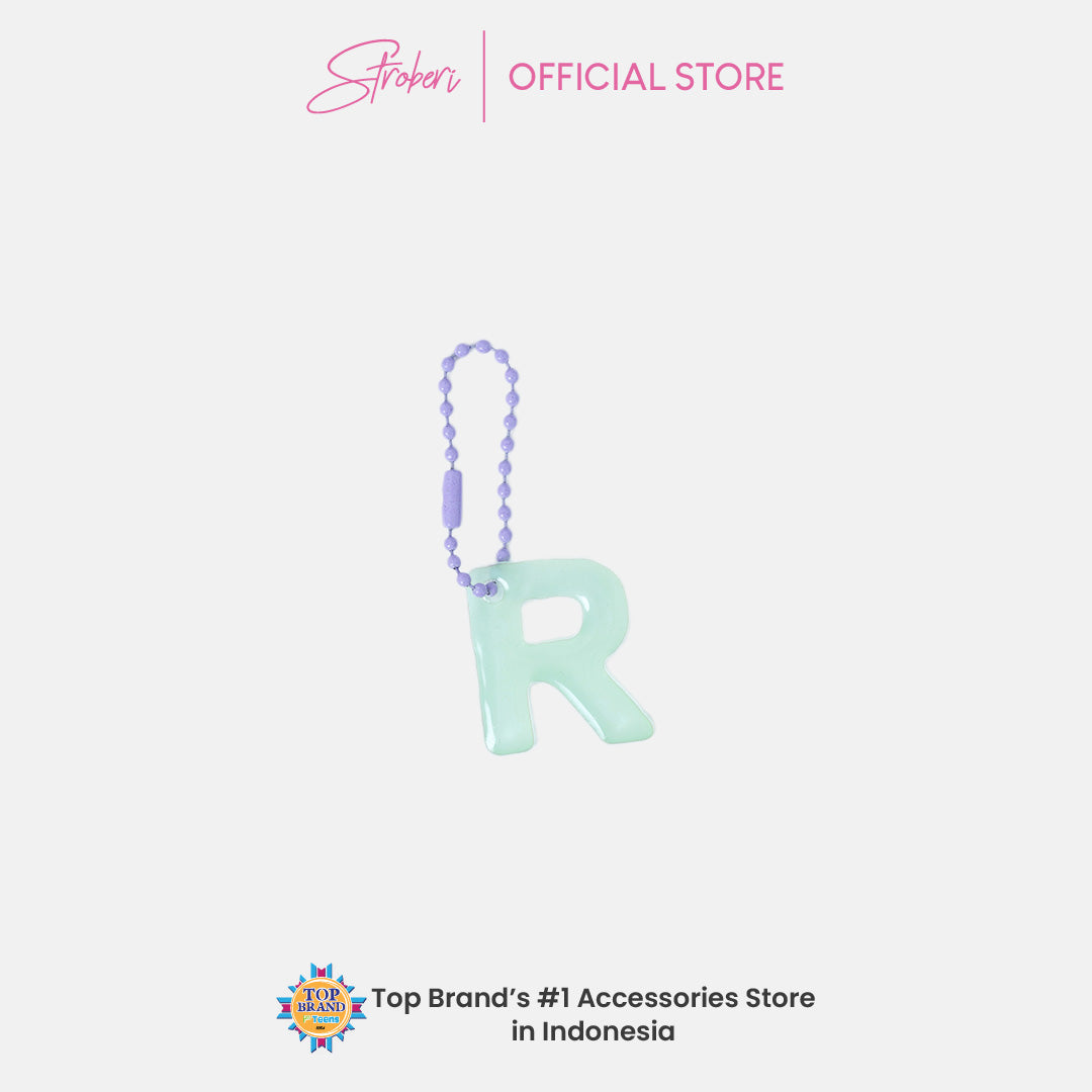 Stroberi Pastel Alphabet Acrylic Keychain K-U