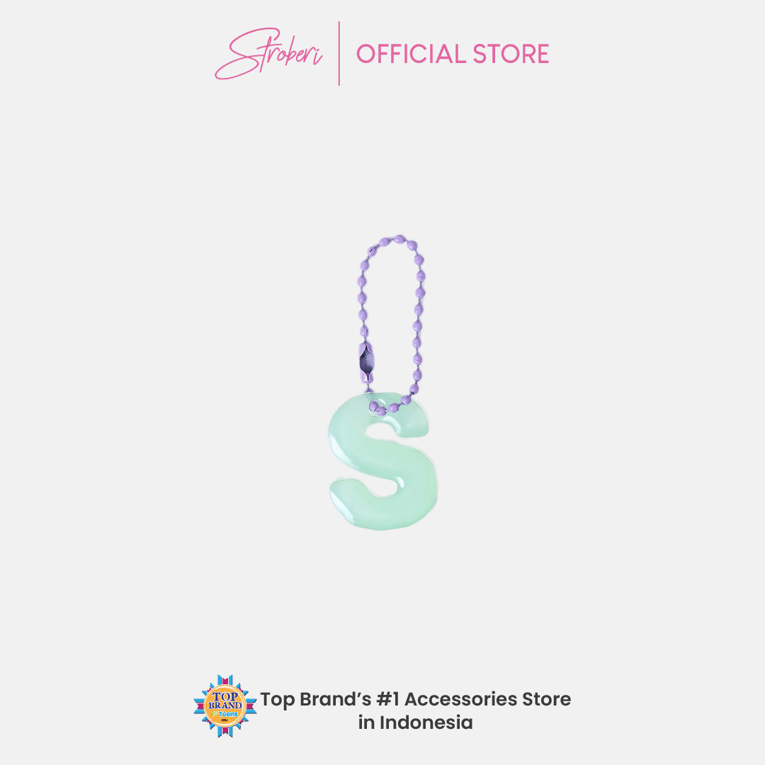 Stroberi Pastel Alphabet Acrylic Keychain K-U