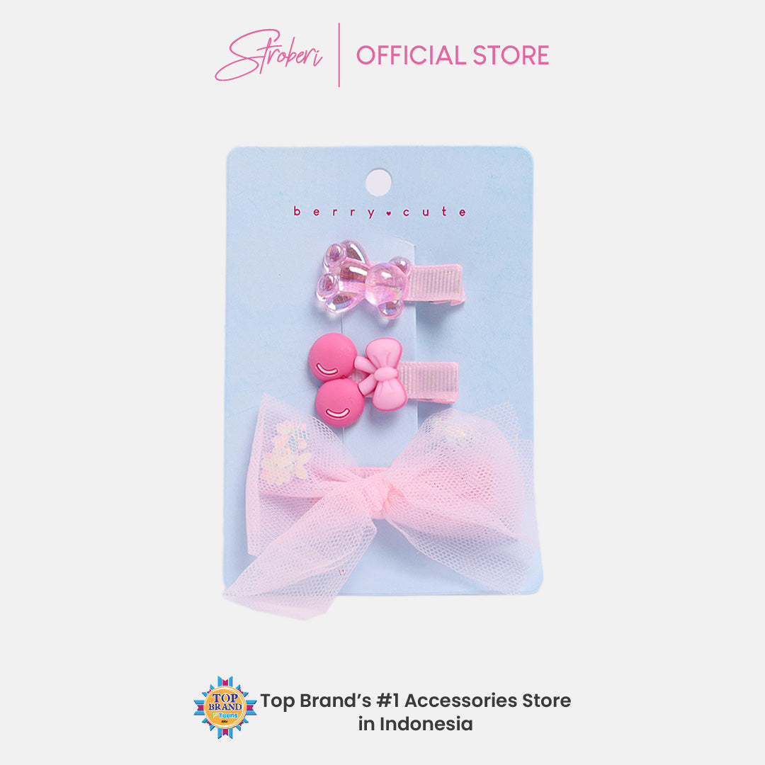 Stroberi Bow Tulle Star Hair Clip