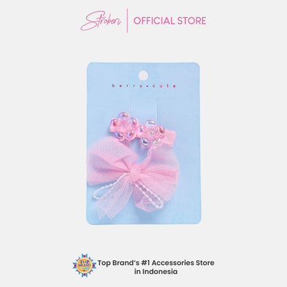Stroberi Bow Tulle Star Hair Clip