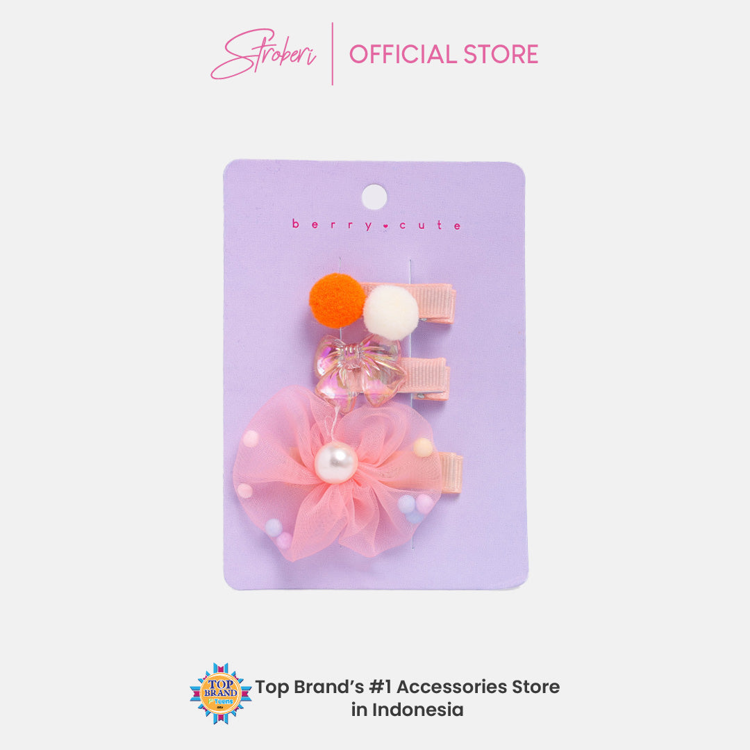 Stroberi Bow Tulle Star Hair Clip