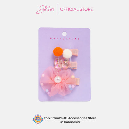 Stroberi Bow Tulle Star Hair Clip