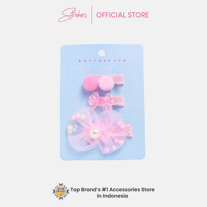 Stroberi Bow Tulle Star Hair Clip