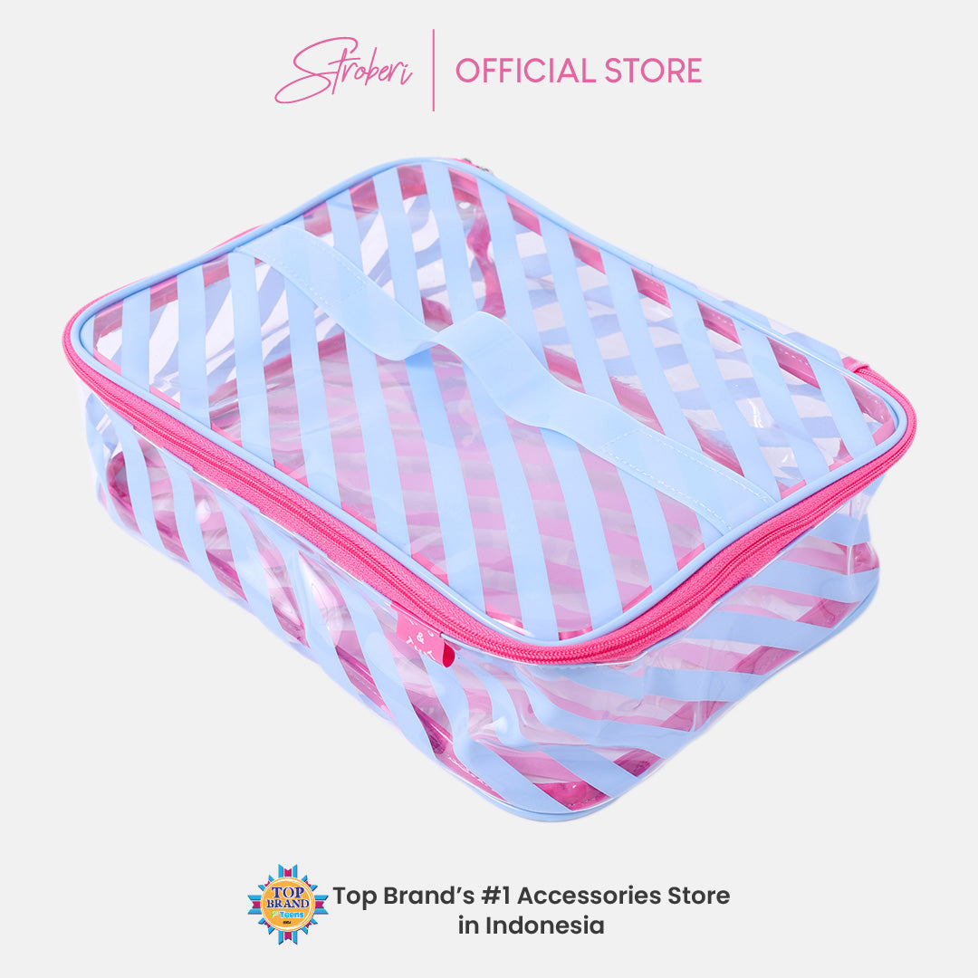 Stroberi Candy Stripe Pouch