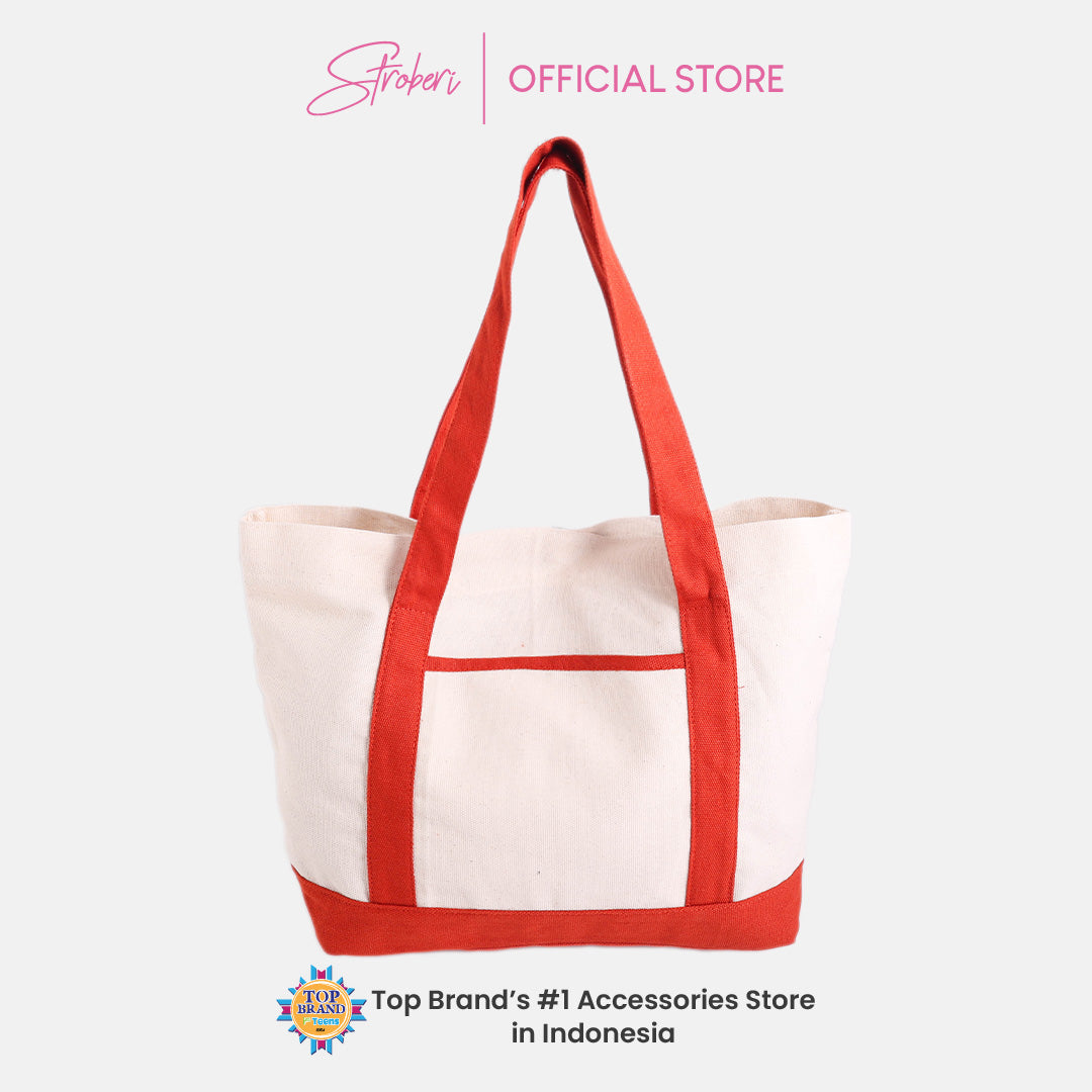 Stroberi Two Tone Canvas Pouch and Bag