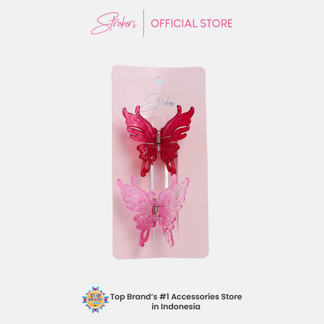 Stroberi Butterfly Hair Clip Set