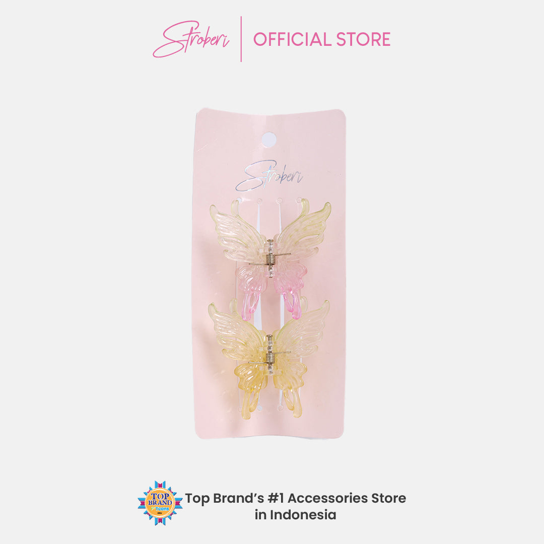 Stroberi Butterfly Hair Clip Set