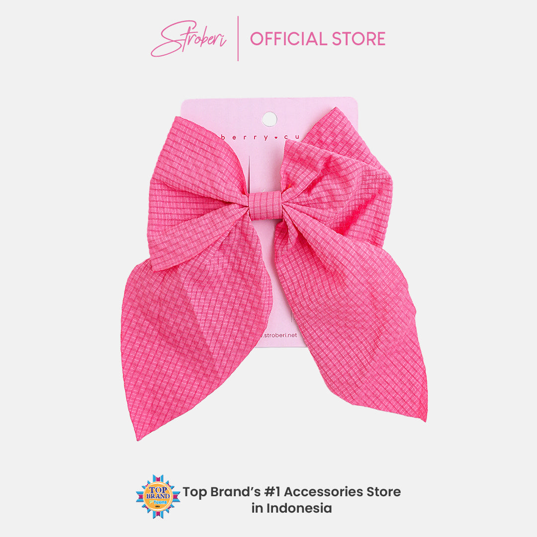 Stroberi Mix Fabric Bow Hair Clip