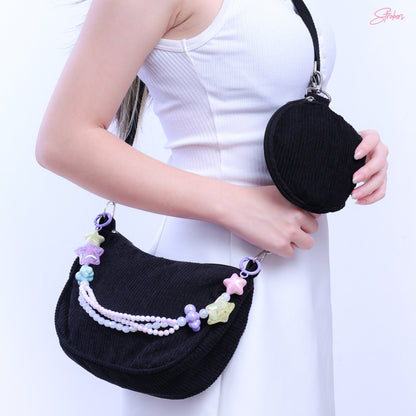 Stroberi Black Corduroy Sling Bag