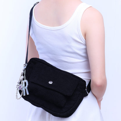Stroberi Black Corduroy Sling Bag