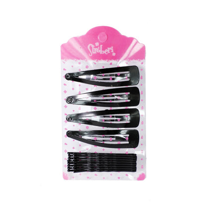 Stroberi Bobby Pin Snap Clip Set - Black