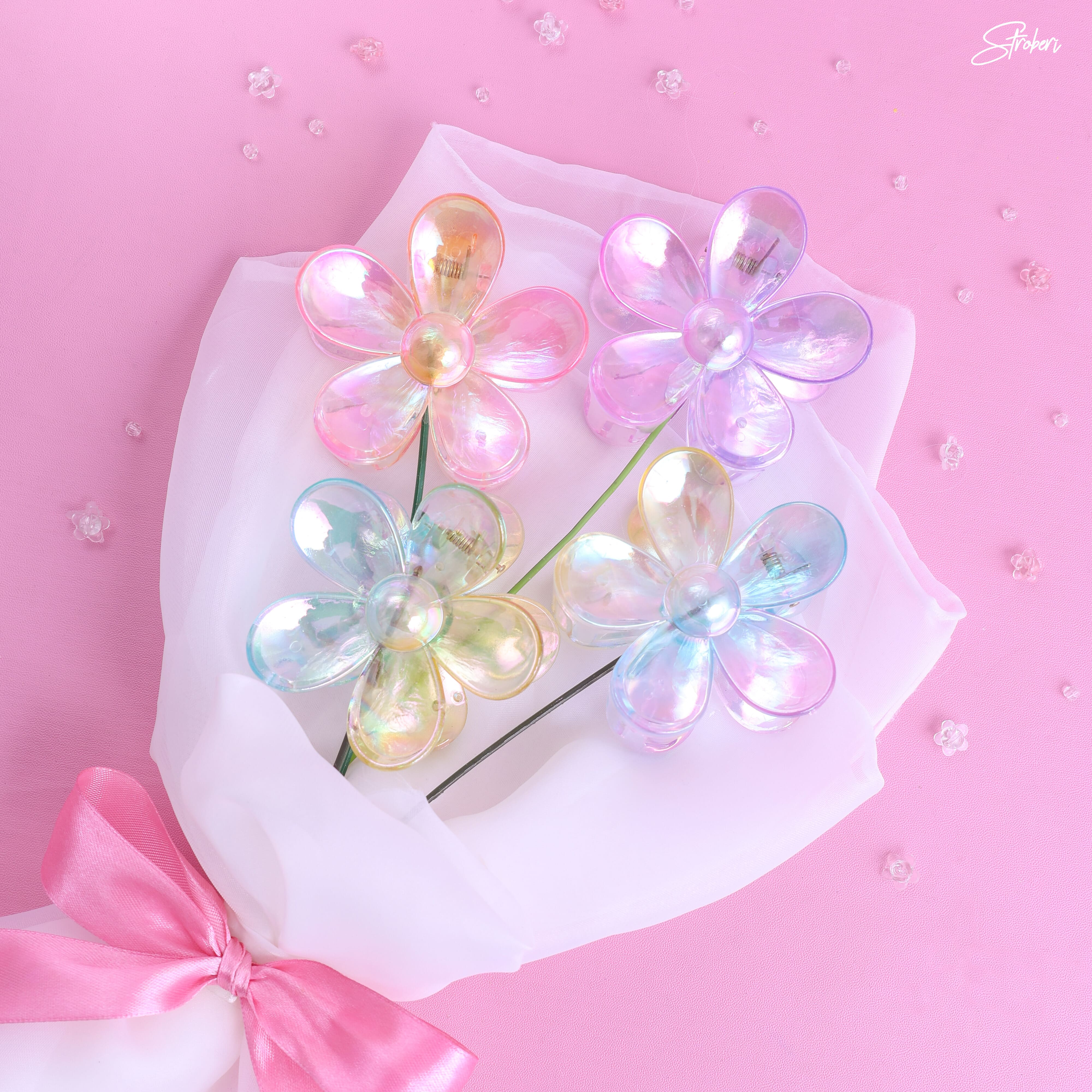 Trans Color Paper Chain Stroberi Flower Trans Color Hair Clip – Stroberi Accessories