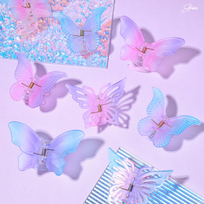 Stroberi Rainbow Color Butterfly & Flower Hair Clip