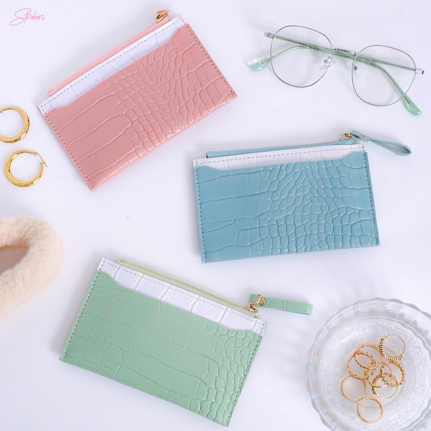 Stroberi Zipper Wallet Card