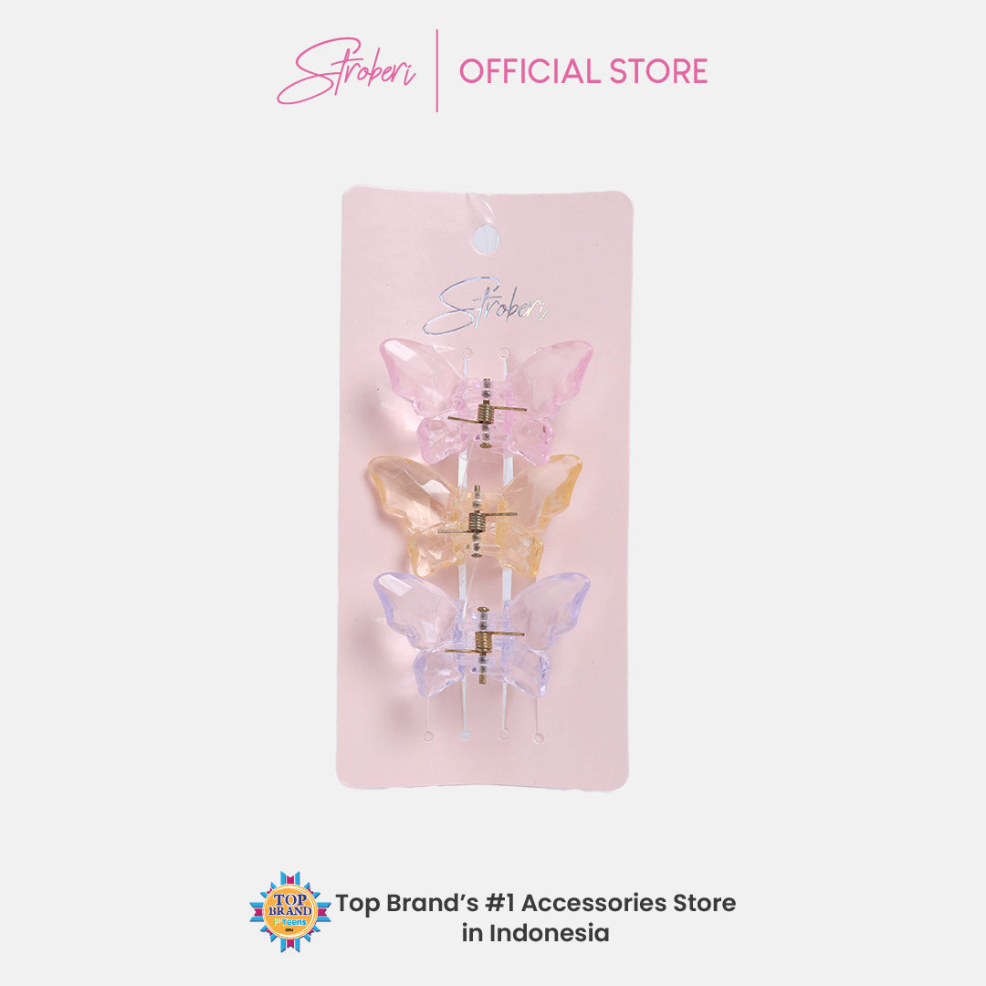Stroberi Butterfly Hair Clip Set