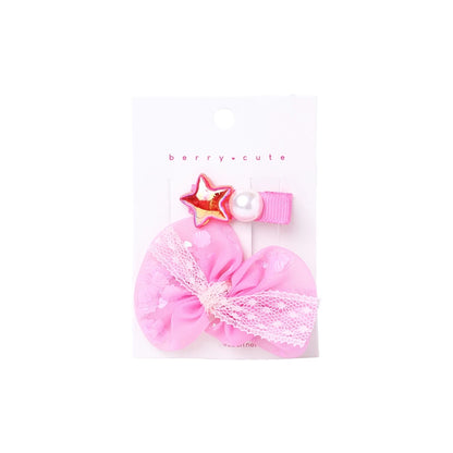 Stroberi Bow Tulle Star Hair Clip