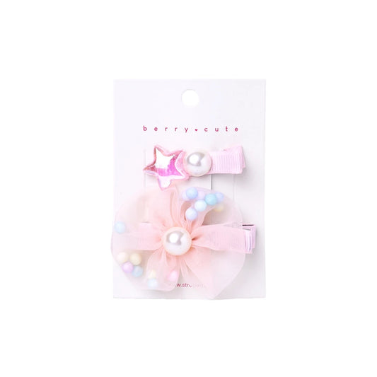 Stroberi Bow Tulle Star Hair Clip