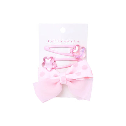 Stroberi Bow Mix Hair Clip Set